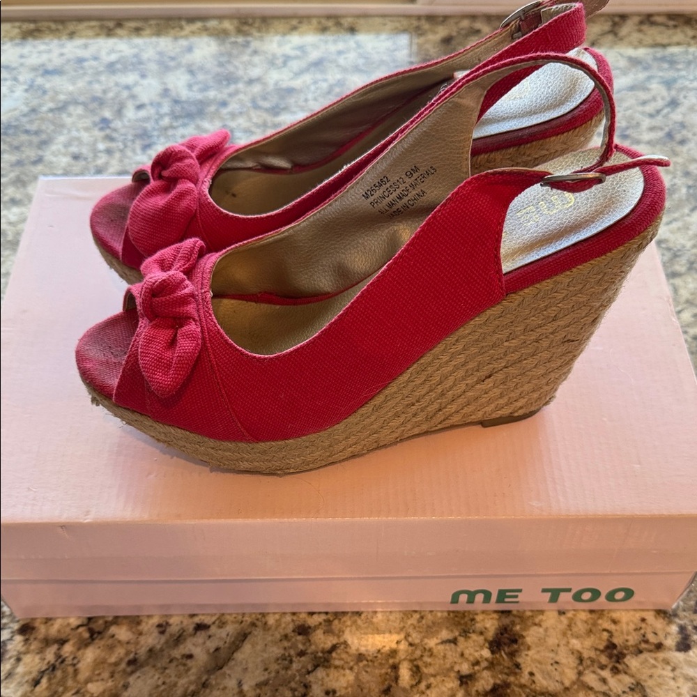 Me Too Vibrant Red Wedge Heels